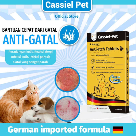 Cassiel STOP GATAL Tablets - Obat Kulit Anti Alergi Anjing & Kucing | Cepat Redakan Gatal Jamur / Eksim