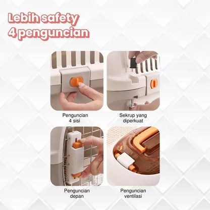 Pet Cargo Portable – Kandang Anjing & Kucing Kokoh dengan 4 Sistem Penguncian Aman