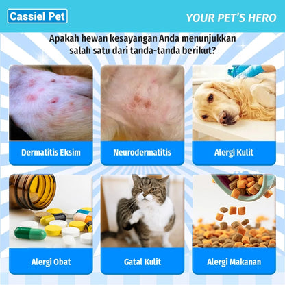 Cassiel STOP GATAL Tablets - Obat Kulit Anti Alergi Anjing & Kucing | Cepat Redakan Gatal Jamur / Eksim