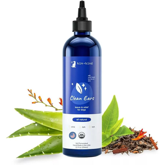 Kin + Kind Clean Ears – Pembersih Telinga Anjing Organik 354ml