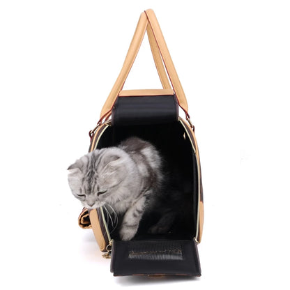 Tas Carrier Anjing & Kucing Elegan – Pet Travel Bag Motif Kotak Premium