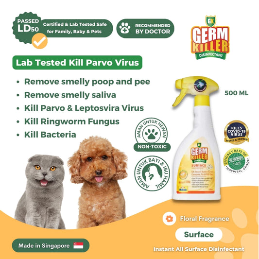 Germ Killer Pet Disinfectant Surface Spray 500ml – Aman untuk Bayi & Hewan Peliharaan, Hospital Grade